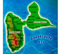 Magnet : carte de la Guadeloupe 1 - carré