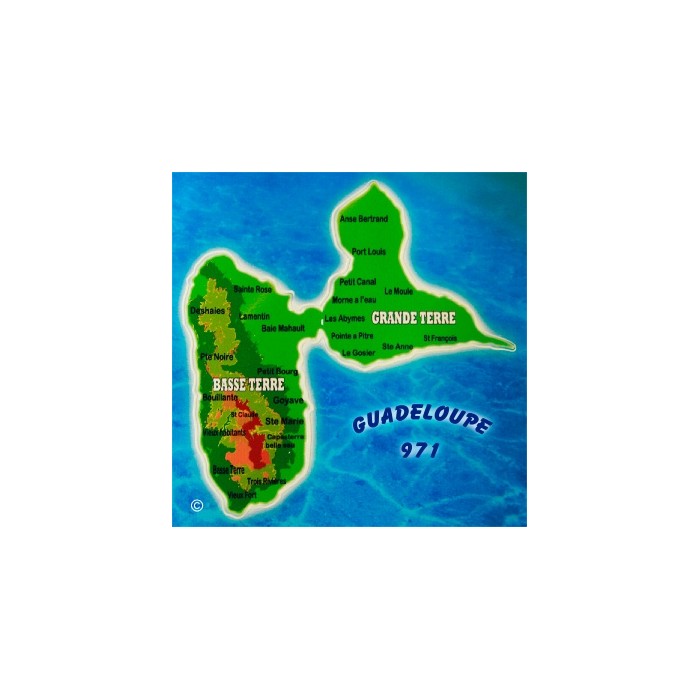 Magnet : carte de la Guadeloupe 1 - carré