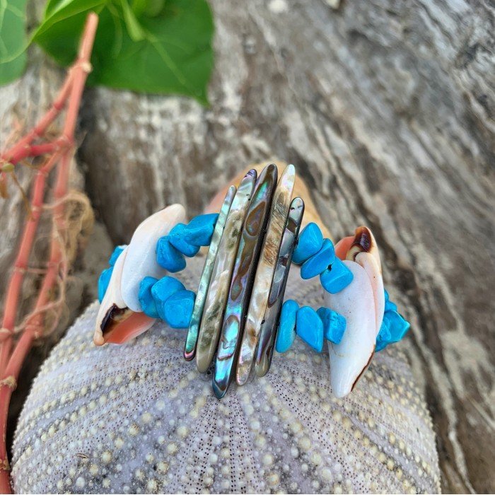 Bracelet 2 rangs : abalone - howlite