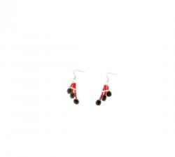 Boucles d'oreilles :  perles du Zanzibar - strass - rouge