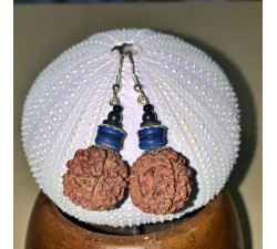 Boucles d'oreilles : graine bleue, graine Shiva 3
