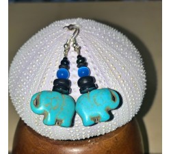 Boucles d'oreilles : Éléphant turquoise 2