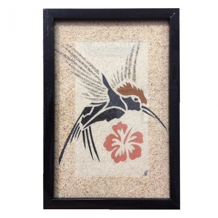 Tableau de sable : colibri - (15cm X 10cm)