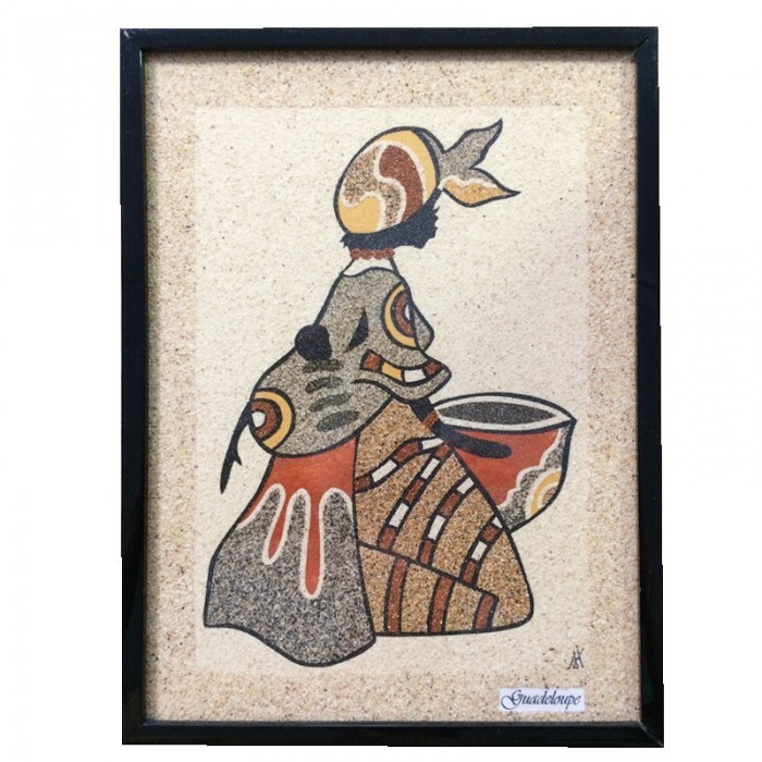 Tableau de sable : femme et l'enfant - (24cm X 18cm)