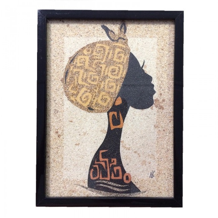 Tableau de sable : tête de femme - (18cm X 13cm)