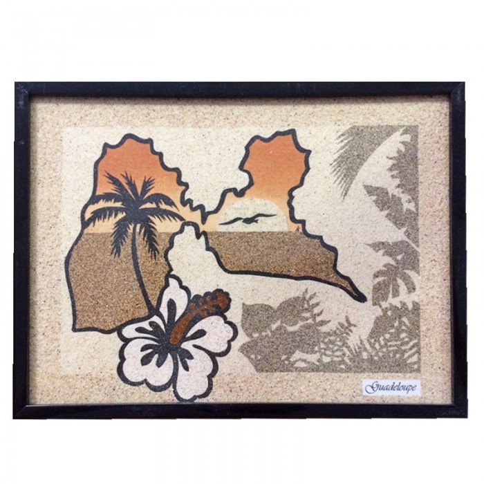 Tableau de sable : carte Guadeloupe 2 - (24cm X 18cm)