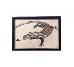 Tableau de sable : iguane - (18cm X 13cm)