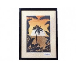 Tableau de sable : coucher de soleil - (24cm X 18cm)