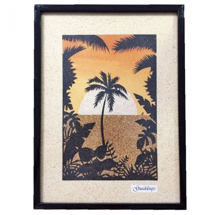 Tableau de sable : coucher de soleil - (24cm X 18cm)