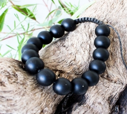 bracelet : agate noire - noeud shambala