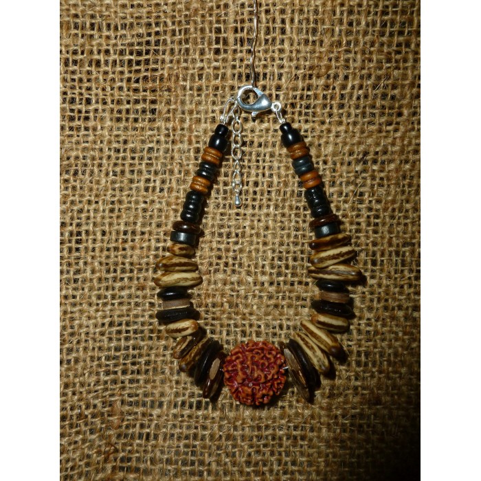 Bracelet : graines Shiva - flamboyant - noix de coco